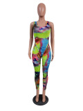 Colorful Tie Dye Sleeveless Straps Bodycon Jumpsuit