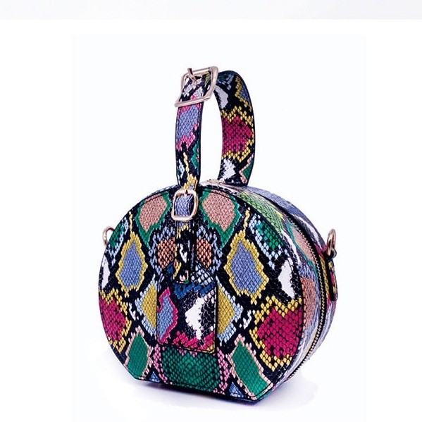 Fashion Round Snakeskin Print Handbag for Women