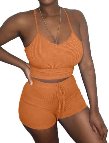 Orange Leisure Cami Top and Drawstring Shorts