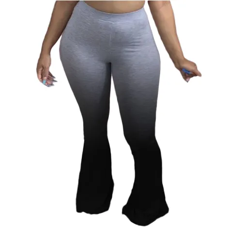 Gradient Black High Waist Bodycon Flare Pants