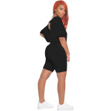 Backless Black Two Piece Shorts Set