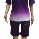 Gradient Purple Casual Two Piece Shorts Set