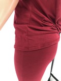 Backless Burgundy Two Piece Shorts Set
