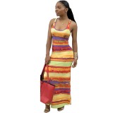 Tie Dye Yellow Long Tank Dress