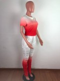 Gradient Red Ruched Pants Set
