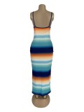 Striped Ombre Long Slip Dress