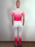 Gradient Hot Pink Ruched Pants Set