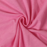 Pink Short Sleeve Bell Bottom Jumpsuit
