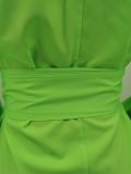 Green Sexy Button Up Long Shirt Dress
