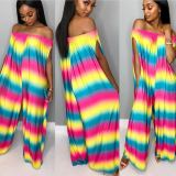 Colorful Off Shoulder Loose Jumpsuit