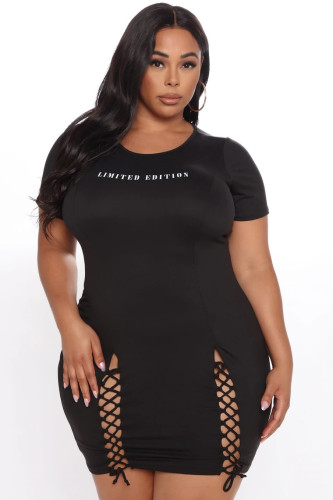 Plus Size Criss Cross Hollow Out Sexy Bodycon Dress