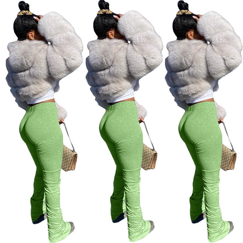stacked grey pants