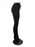 Black Stretchy High Waist Stacked Pants