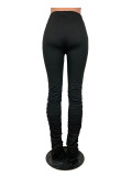 Black Stretchy High Waist Stacked Pants