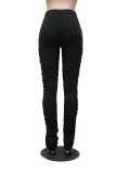 Fashion Black Stacked Slit Pants with Pockets