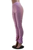 Fashion Lilac Stacked Slit Pants with Pockets