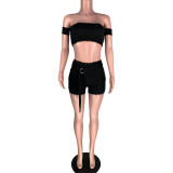 Sexy Black Off Shoulder Top & Shorts Set XS-XL