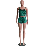 Emerald Velvet Cami Top & Shorts XS-XXL