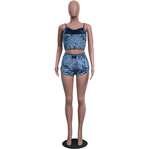 Blue Velvet Cami Top & Shorts XS-XXL