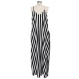 Black Striped Casual Long Slip Dress