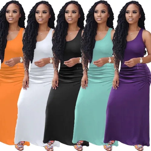 Orange Stacked Long Tank Dress