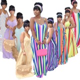 Stripes Multicolor Maxi Slip Dress