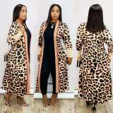 Plus Size Leopard Print Long Coat