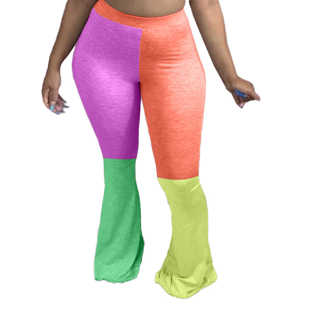 orange flare trousers