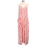 Red Striped Casual Long Slip Dress