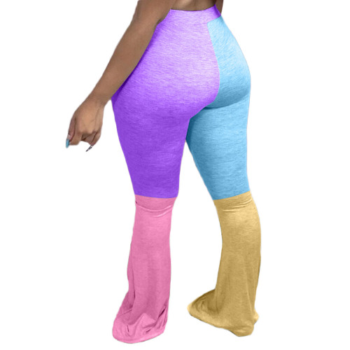 Plus Size Colorblock Purple Flare Pants