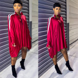 Red Bat Sleeve Oversized Dress with pockets