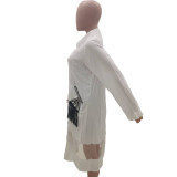 Casual Tassel Pockets Oversized Shirt Dress