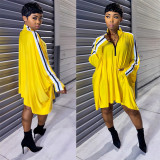 Yellow Bat Sleeve Oversized Dress with pockets