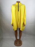 Yellow Bat Sleeve Oversized Dress with pockets