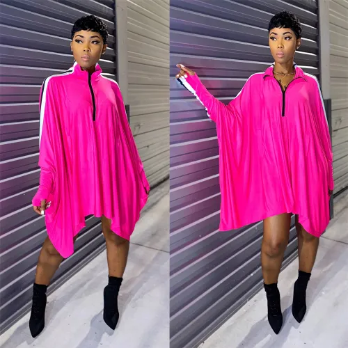 Pink Bat Sleeve Oversized Dress with pockets