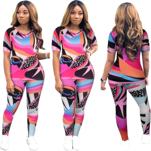 Colorful Casual Top and Pants
