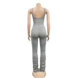 Gray Tank Top With Ruched Pants