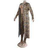 Plus Size Leopard Cardigan with Pants 2PCS Set