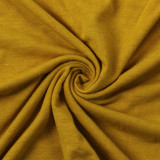 Plus Size Cotton Blends Yellow Two Piece Pants Set