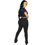Black Stacked Pants with Pockets XS-2XL