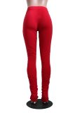 Red Stacked Pants with Pockets XS-2XL
