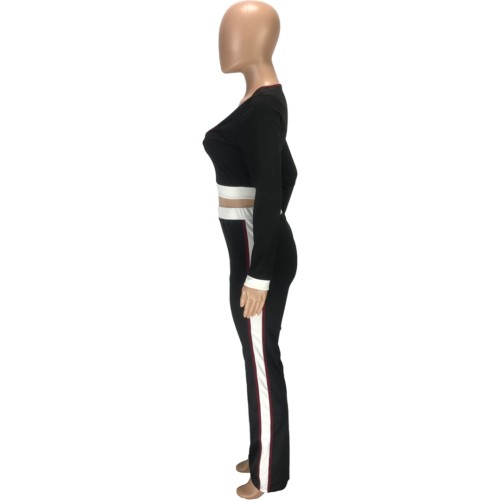 Black Scoop Neck Contrast Binding Top & Pants Set