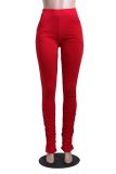 Red Stacked Pants with Pockets XS-2XL