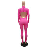 Hot Pink Cut Out Sporty Jumpsuit
