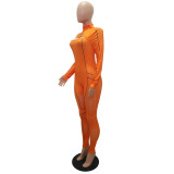 Orange Cut Out Sporty Jumpsuit