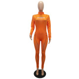 Orange Cut Out Sporty Jumpsuit