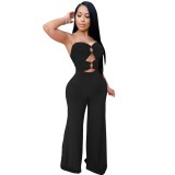 Black Cut Out Strapless O-Rings Jumpsuit