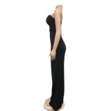 Black Cut Out Strapless O-Rings Jumpsuit