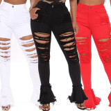 Black Ripped Bell Bottom Fashion Jeans