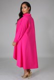 Hot Pink Oversize Irregular Shirt Dress